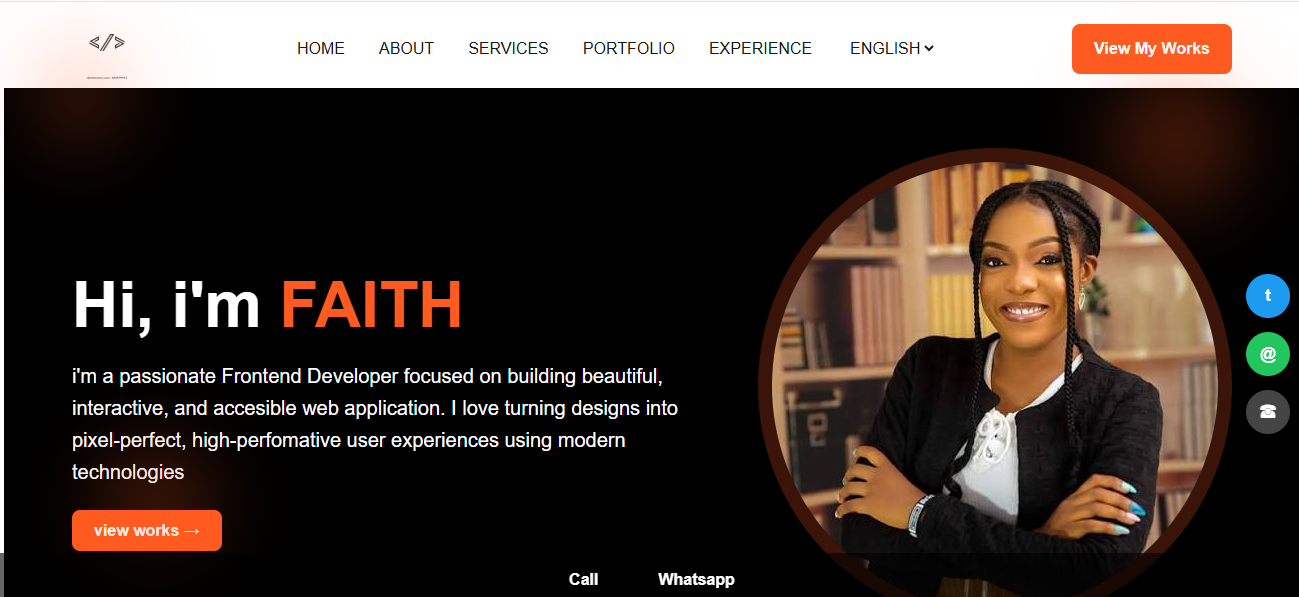 Screenshot of My Portfolio, a student project from the HTML, CSS & JavaScript course at IMT Computers